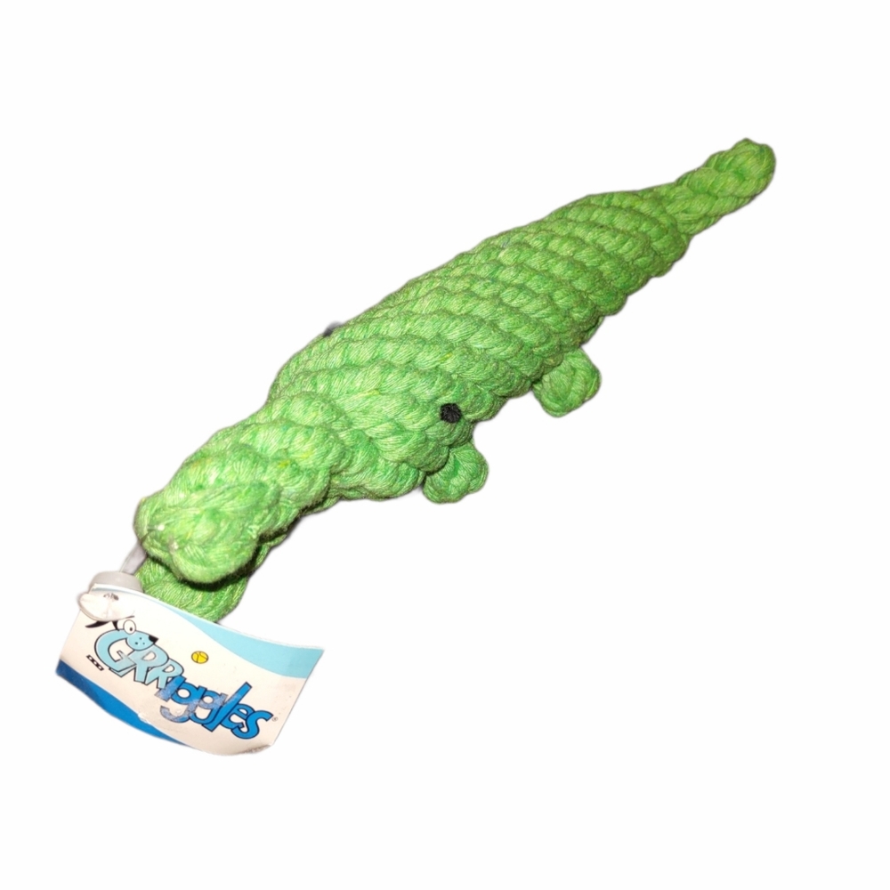 •Grriggles Green alligator under the sea rope Dog fetch toy 9.5in